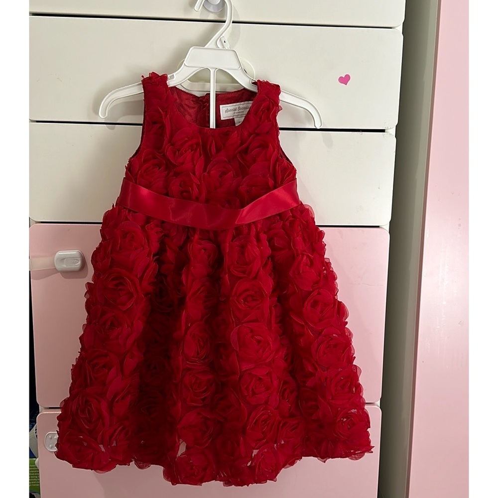 Special occasion Girls Rosette Dress,red size 4